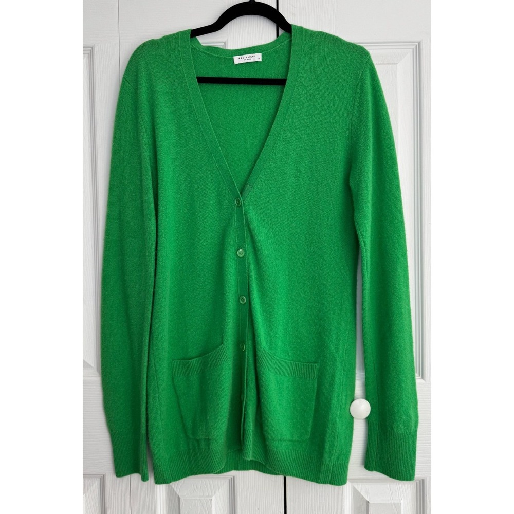 Equipment Femme Ella Cashmere Cardigan Women's Medium Green Long Sleeve Winter‎